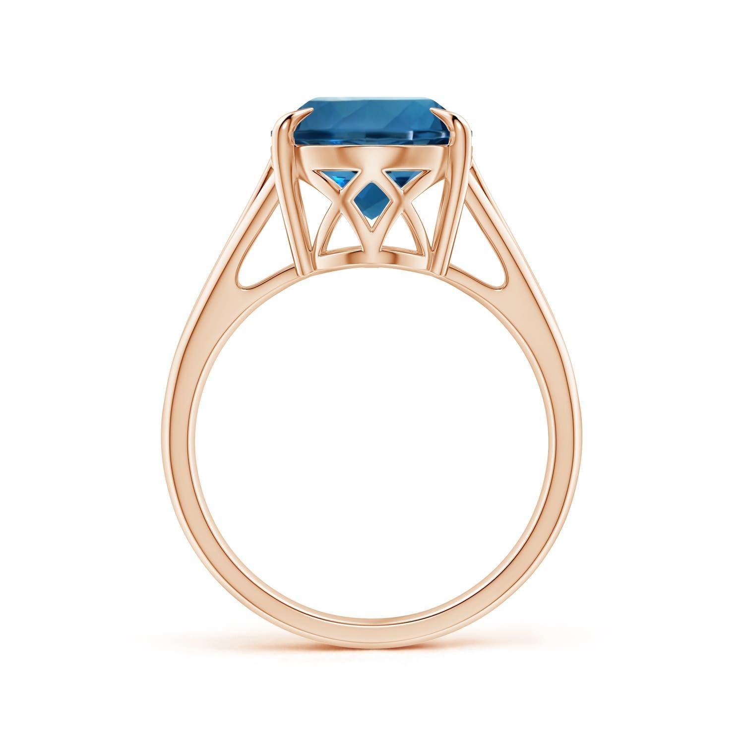Angara Verlobungsring aus Roségold mit GIA-zertifiziertem natürlichem Londoner blauem Topas () 2