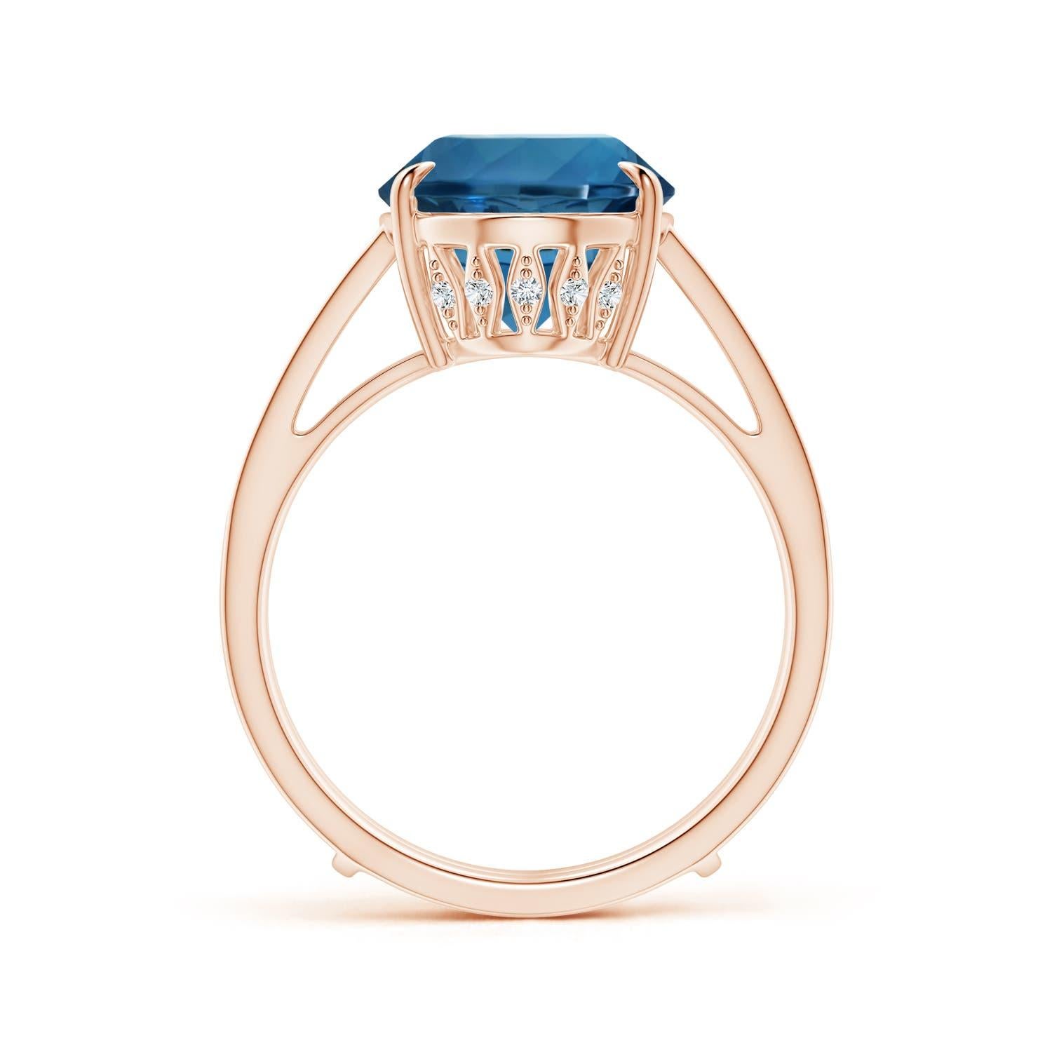 For Sale:  ANGARA GIA Certified Natural London Blue Topaz Engagement Ring in Rose Gold 2