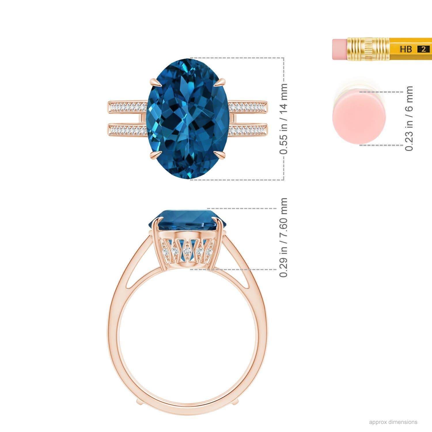 For Sale:  ANGARA GIA Certified Natural London Blue Topaz Engagement Ring in Rose Gold 5