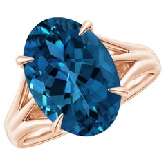 Angara GIA Certified Natural London Blue Topaz Engagement Ring in Rose Gold
