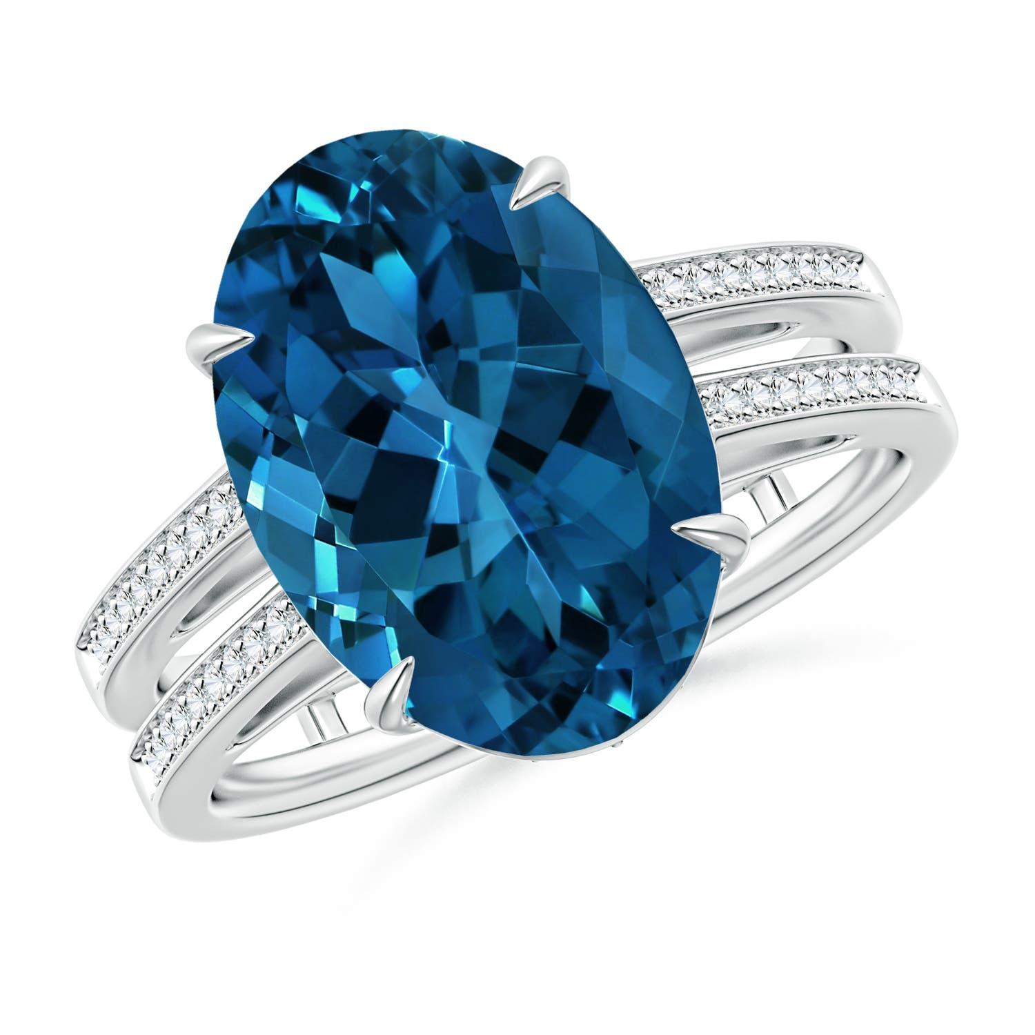 ANGARA GIA Certified Natural London Blue Topaz Engagement Ring in White Gold