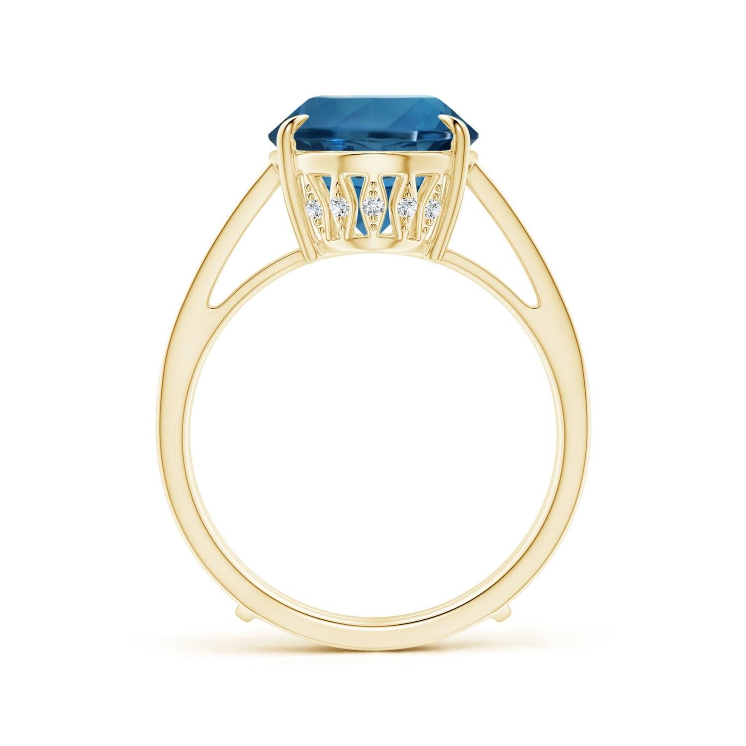 For Sale:  ANGARA GIA Certified Natural London Blue Topaz Engagement Ring in Yellow Gold 2