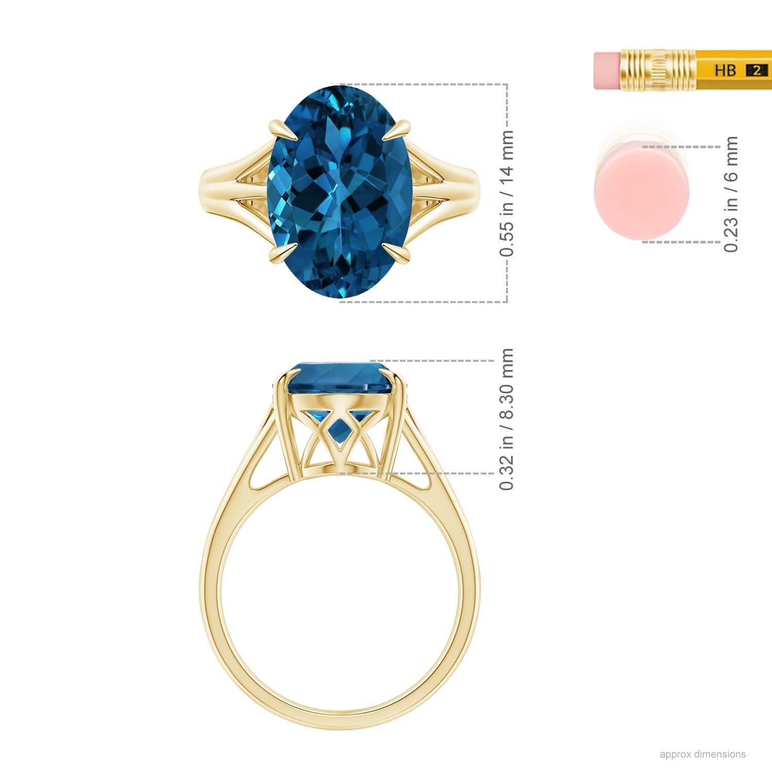 For Sale:  Angara GIA Certified Natural London Blue Topaz Engagement Ring in Yellow Gold 5