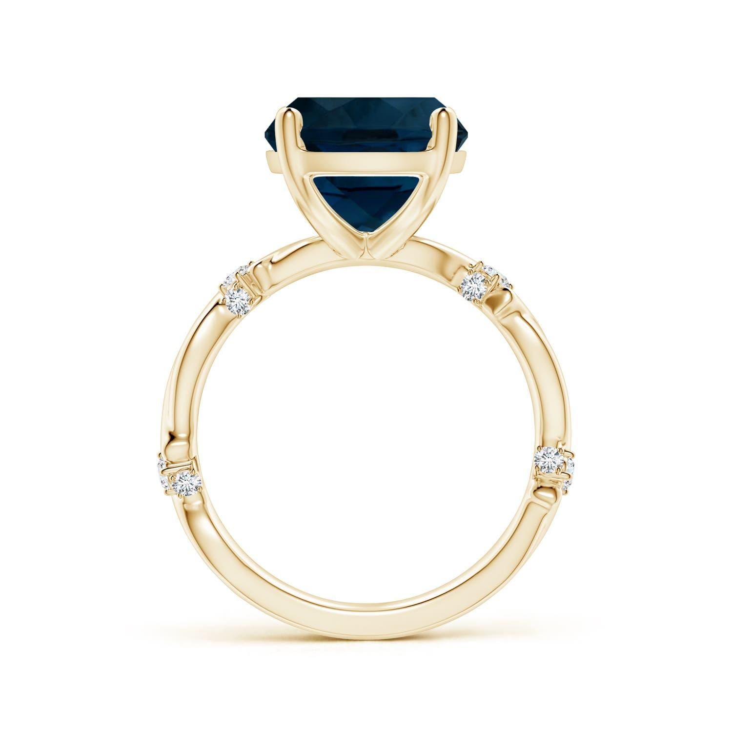 GIA-zertifizierter natrlicher Londoner Blautopas Twist Shank-Ring aus Gelbgold () 2