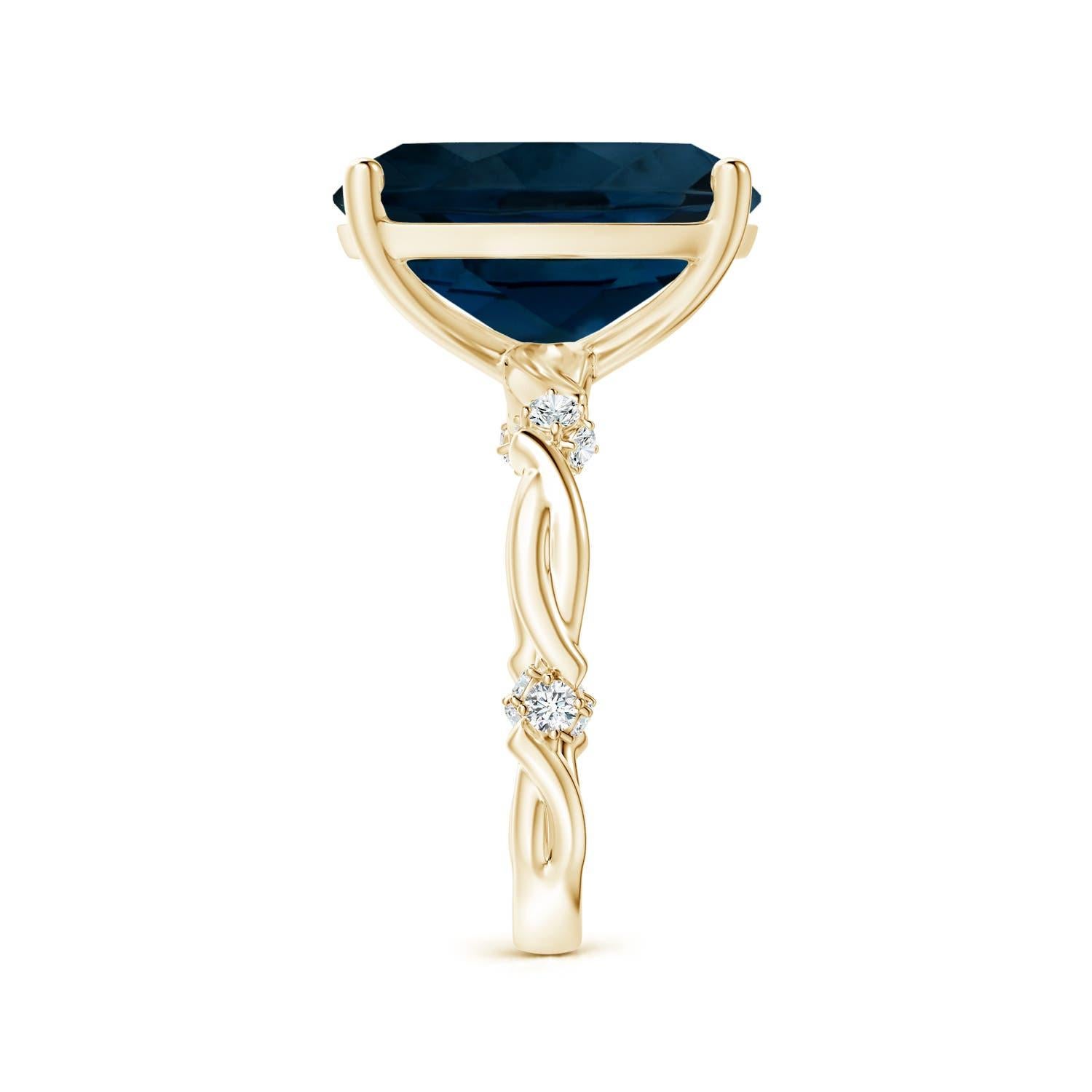 GIA-zertifizierter natrlicher Londoner Blautopas Twist Shank-Ring aus Gelbgold () 3