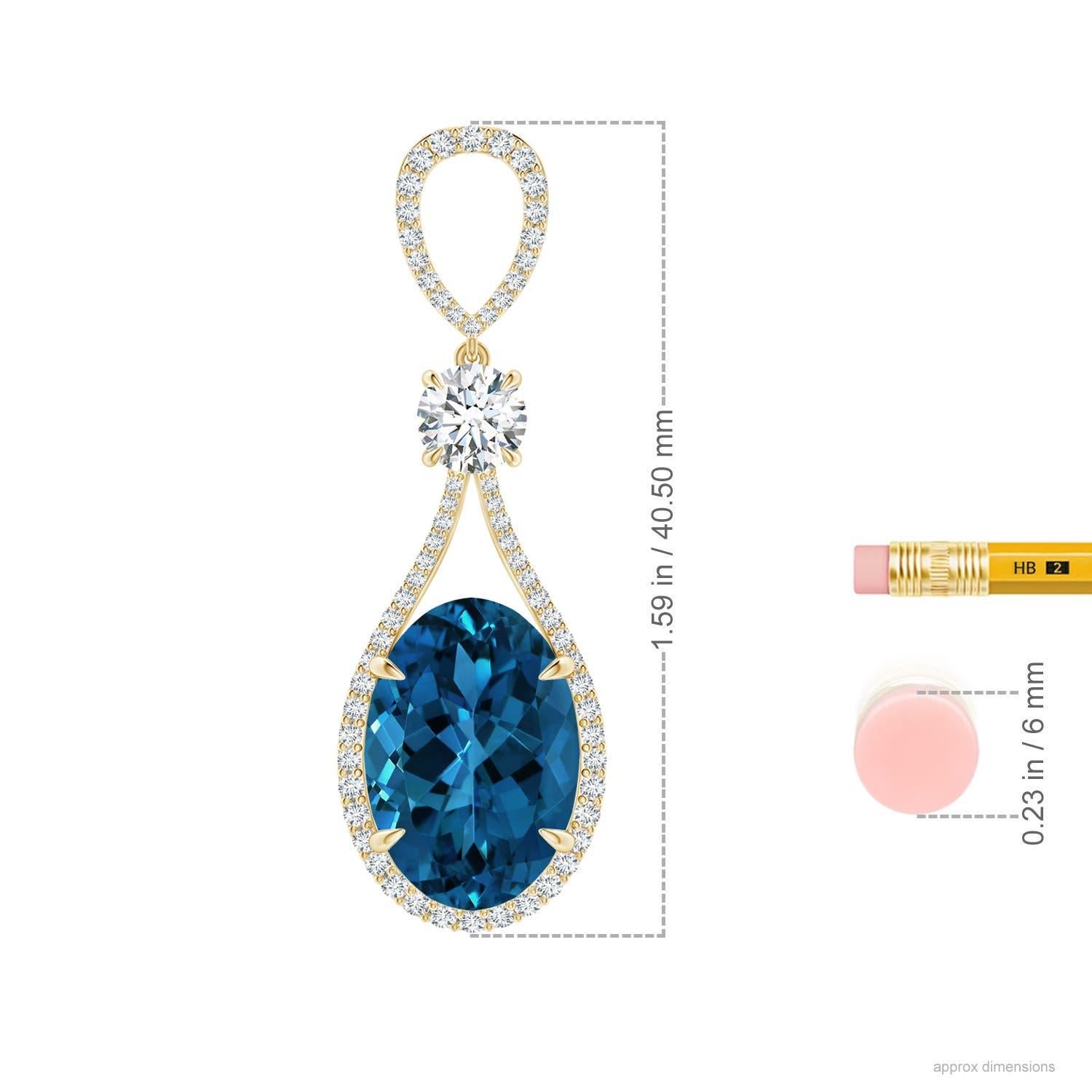Angara GIA Certified Natural London Blue Topaz Yellow Gold Pendant Necklace In New Condition For Sale In Los Angeles, CA