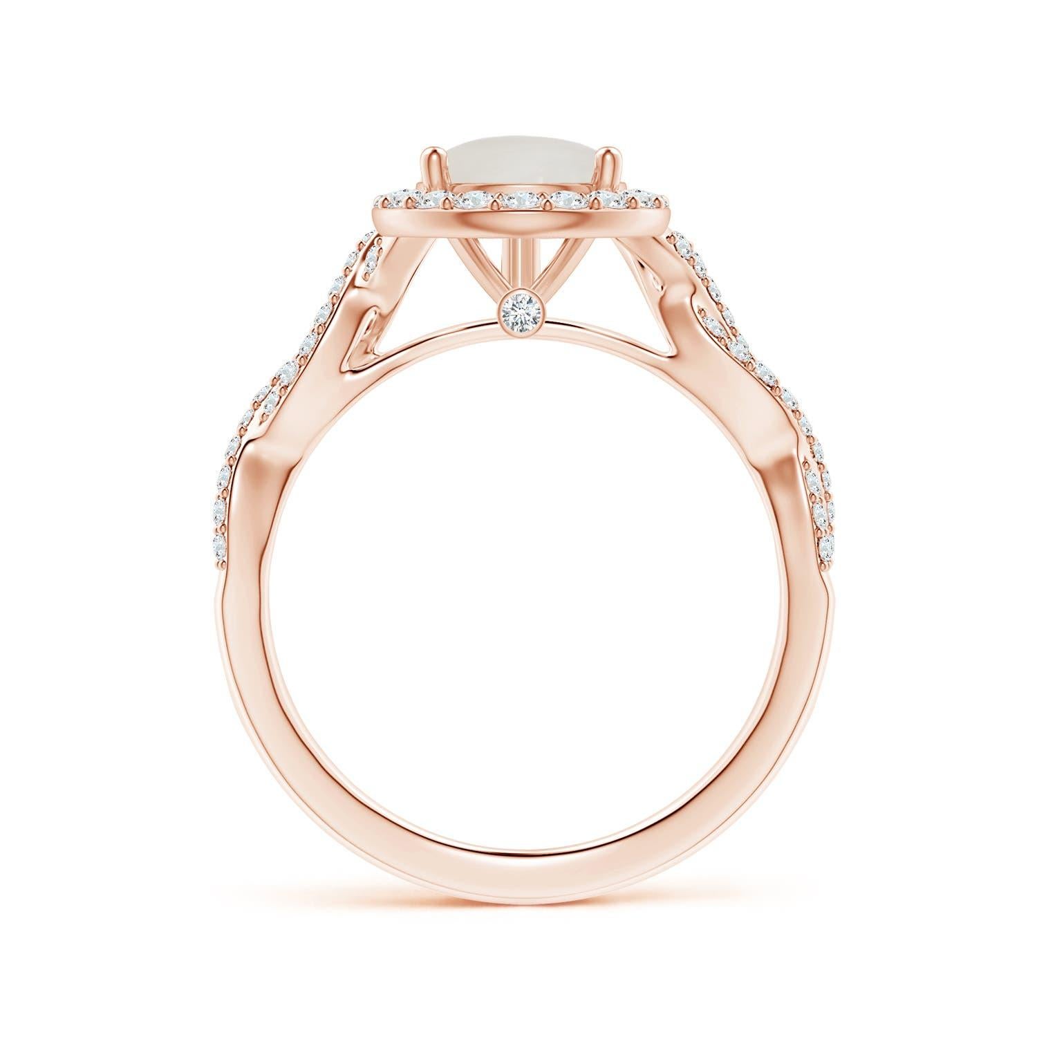 For Sale:  Angara Gia Certified Natural Moonstone Ring in Rose Gold with Diamonds for Women 2