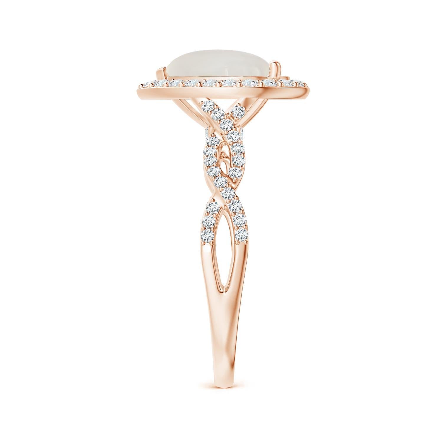 For Sale:  Angara Gia Certified Natural Moonstone Ring in Rose Gold with Diamonds for Women 4