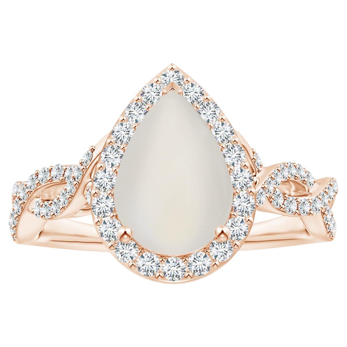 For Sale:  Angara Gia Certified Natural Moonstone Ring in Rose Gold with Diamonds for Women