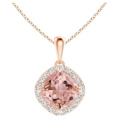 ANGARA Ciondolo a raggiera in oro rosa con Morganite naturale e diamanti certificati GIA