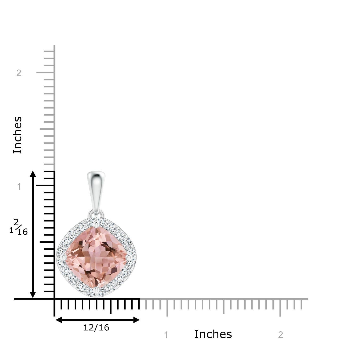 Modern Angara GIA Certified Natural Morganite and Diamond Halo Pendant in White Gold For Sale
