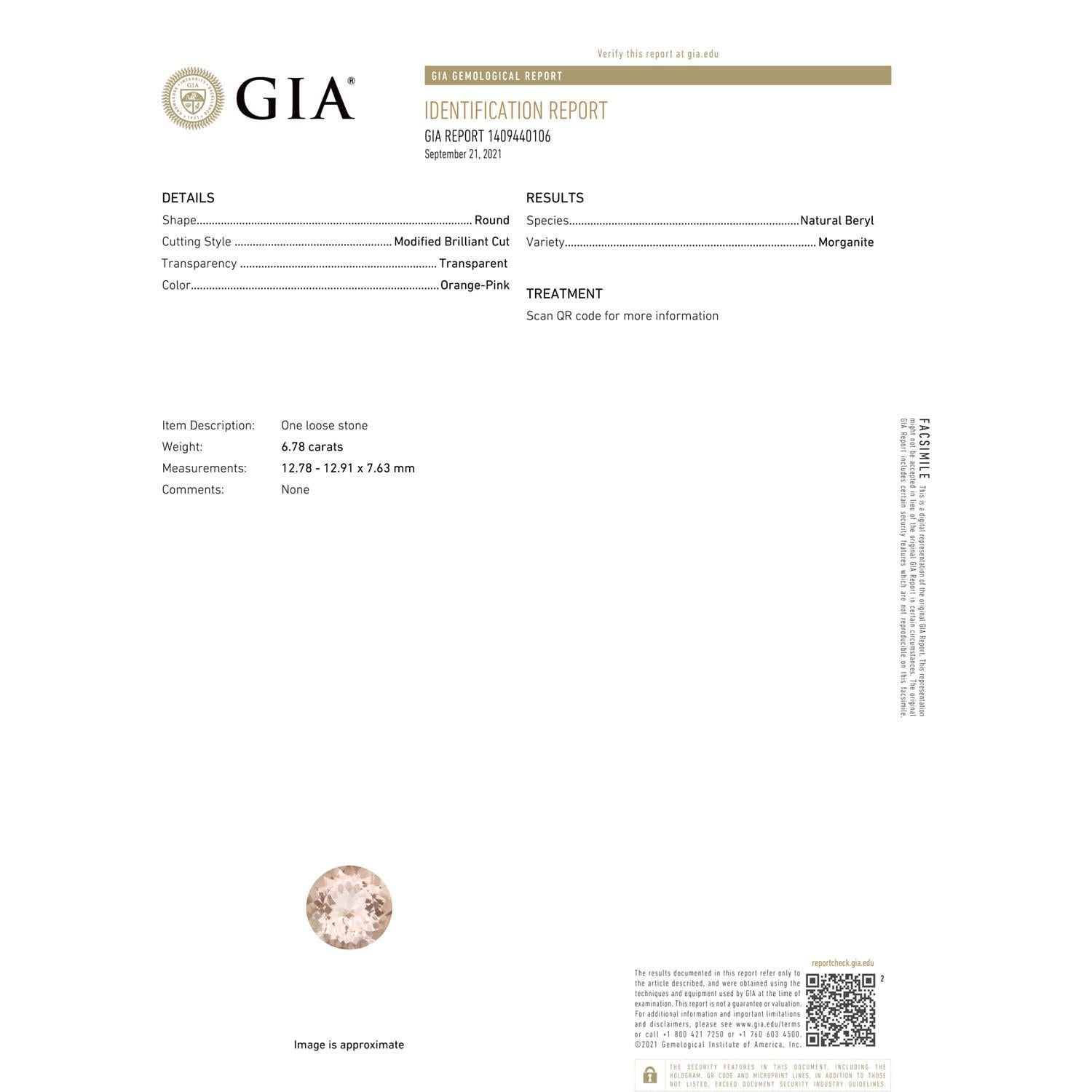 Moderne Angara Pendentif en or rose avec halo en forme de trfle en morganite naturelle certifie GIA en vente
