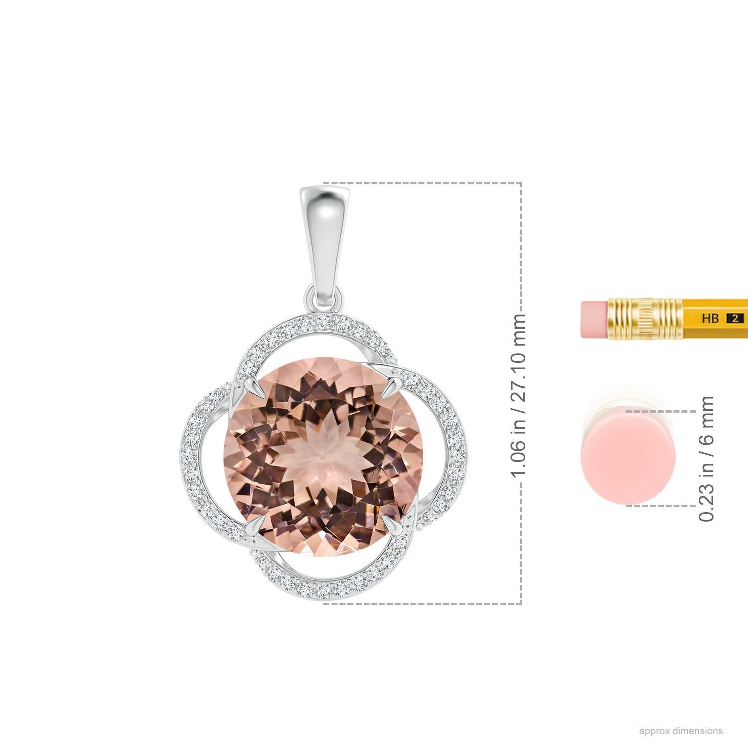 Women's GIA Certified Natural Morganite Clover Halo Pendant in White Gold for Her For Sale