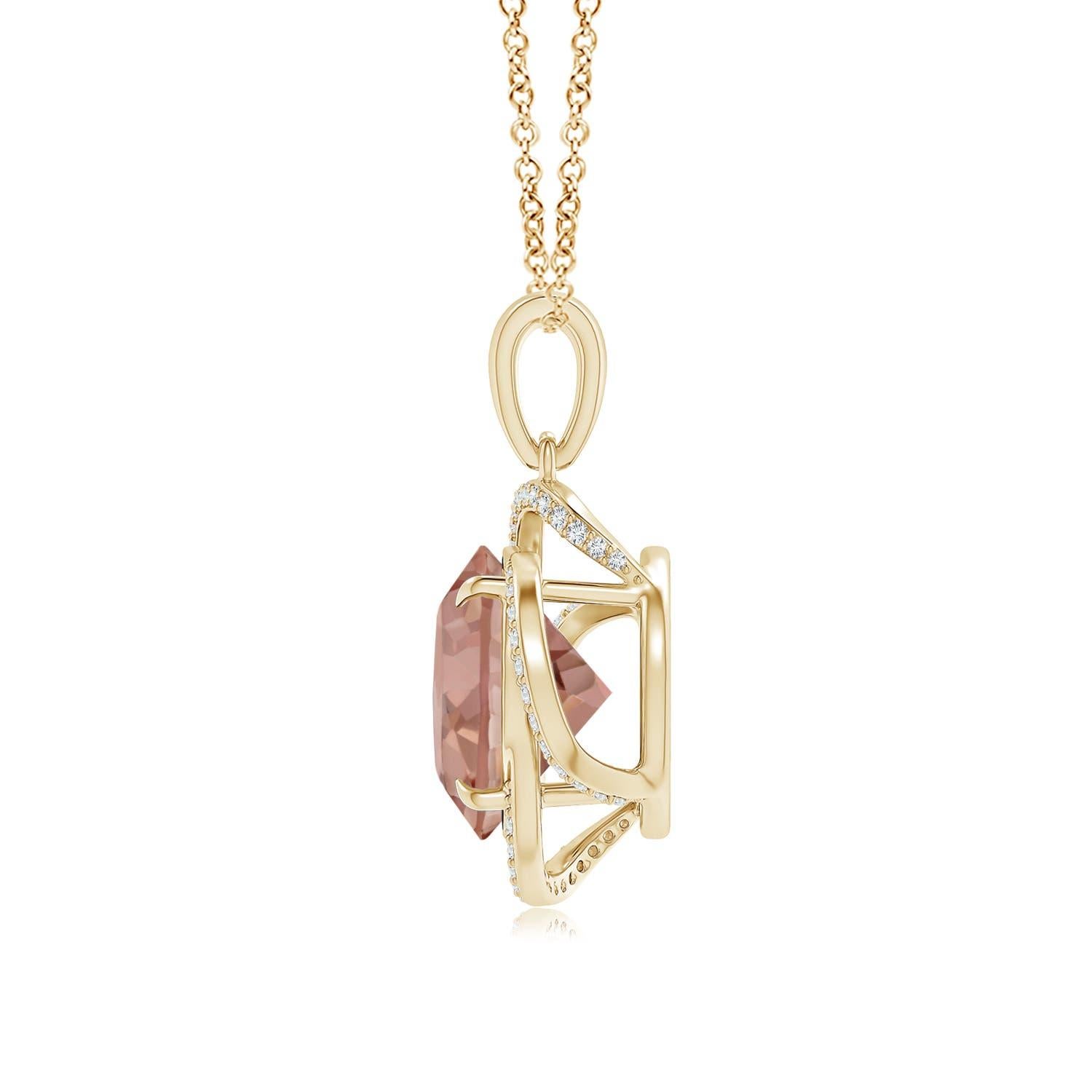 GIA Certified Morganite Clover Halo Pendant
