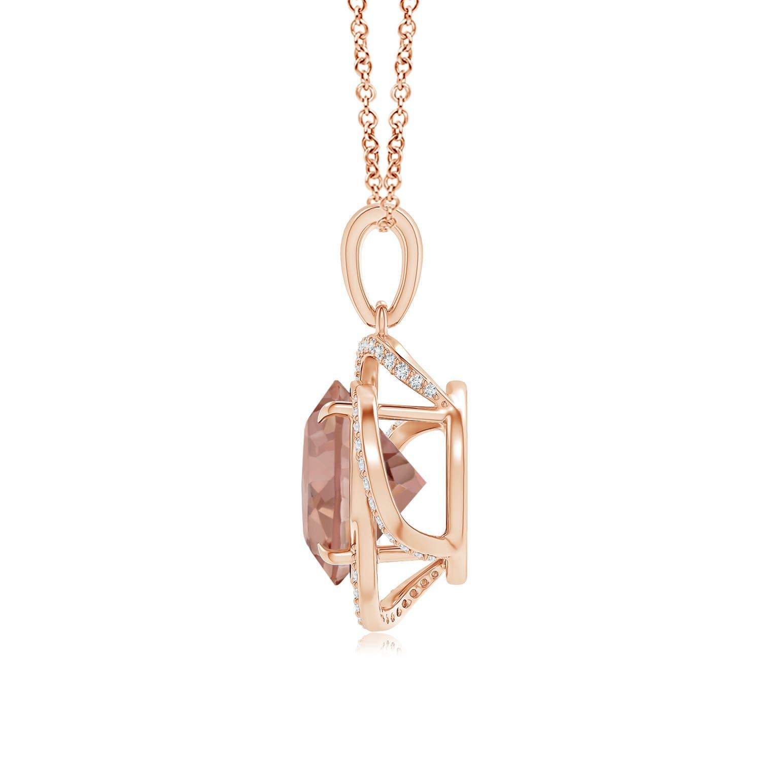 GIA Certified Morganite Clover Halo Pendant
