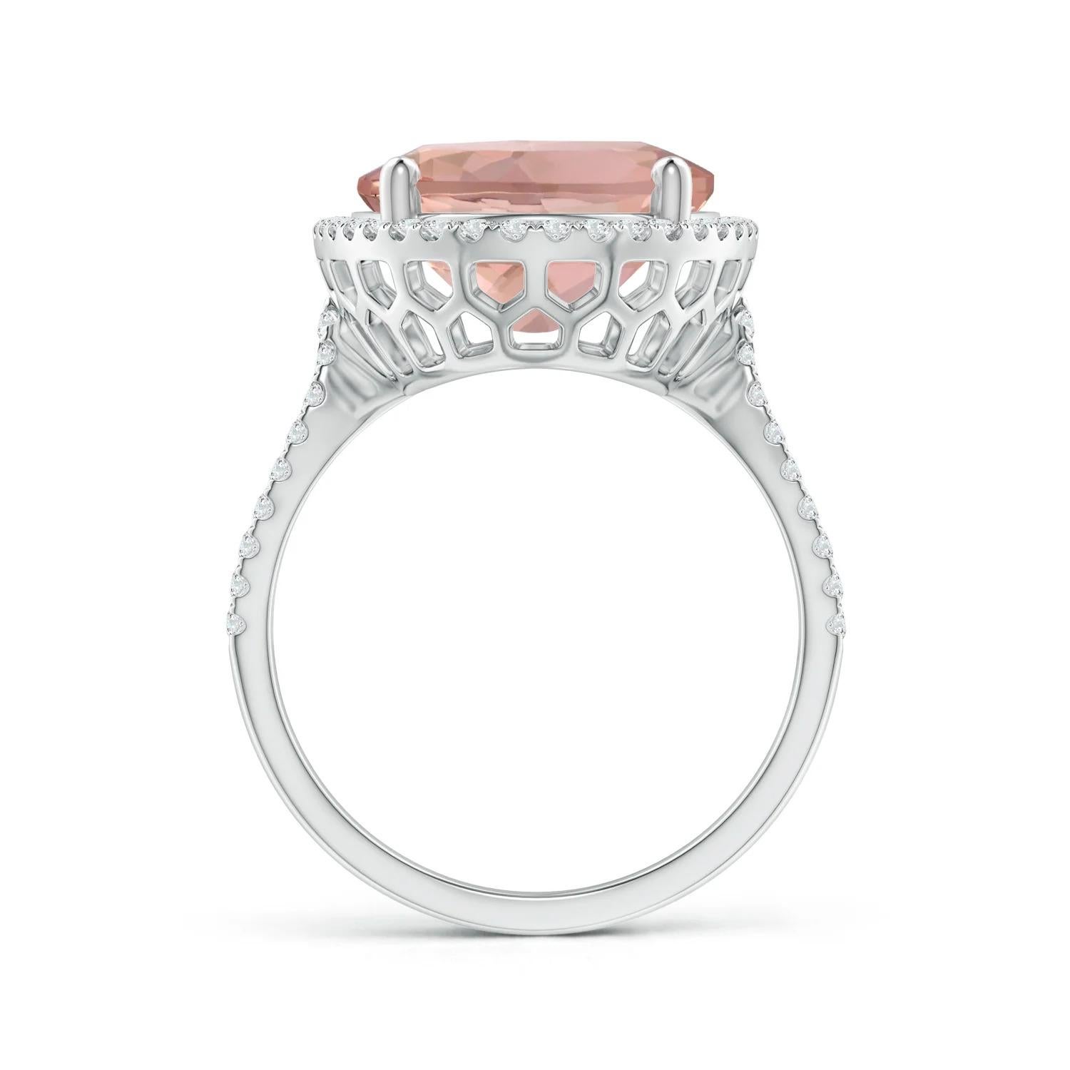 For Sale:  Angara GIA Certified Natural Morganite Cocktail Diamond Halo Ring in White Gold 2