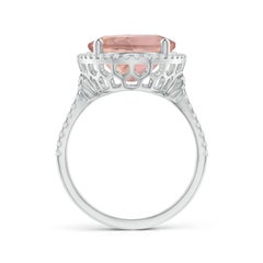 Anello Angara Nature Morganite Cocktail Diamond Halo in Oro Soldi 14K per donna