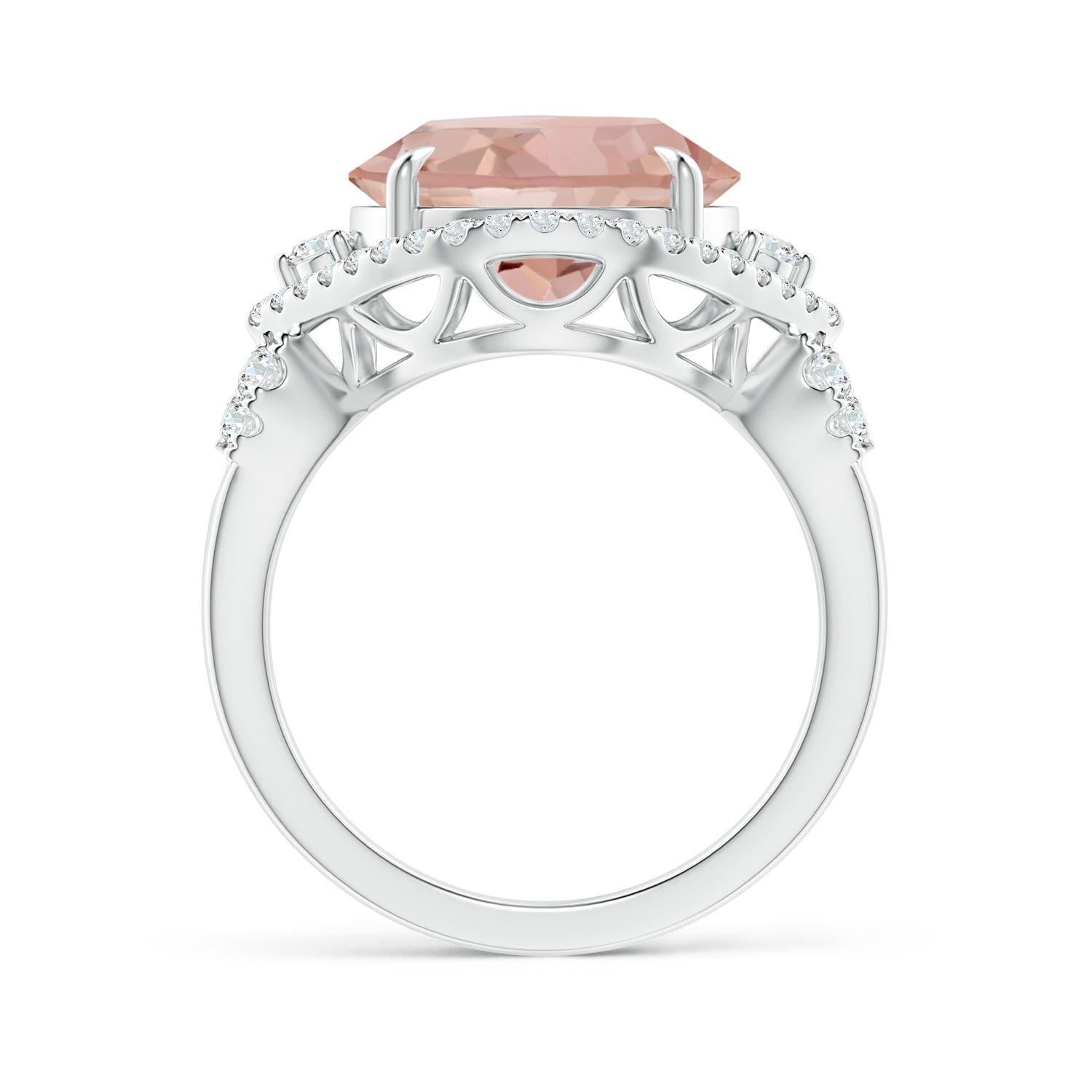 For Sale:  Angara GIA Certified Natural Morganite Cocktail Ring in Platinum with Diamonds 2