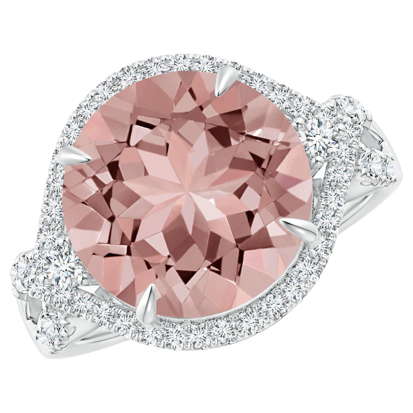For Sale:  Angara GIA Certified Natural Morganite Cocktail Ring in Platinum with Diamonds