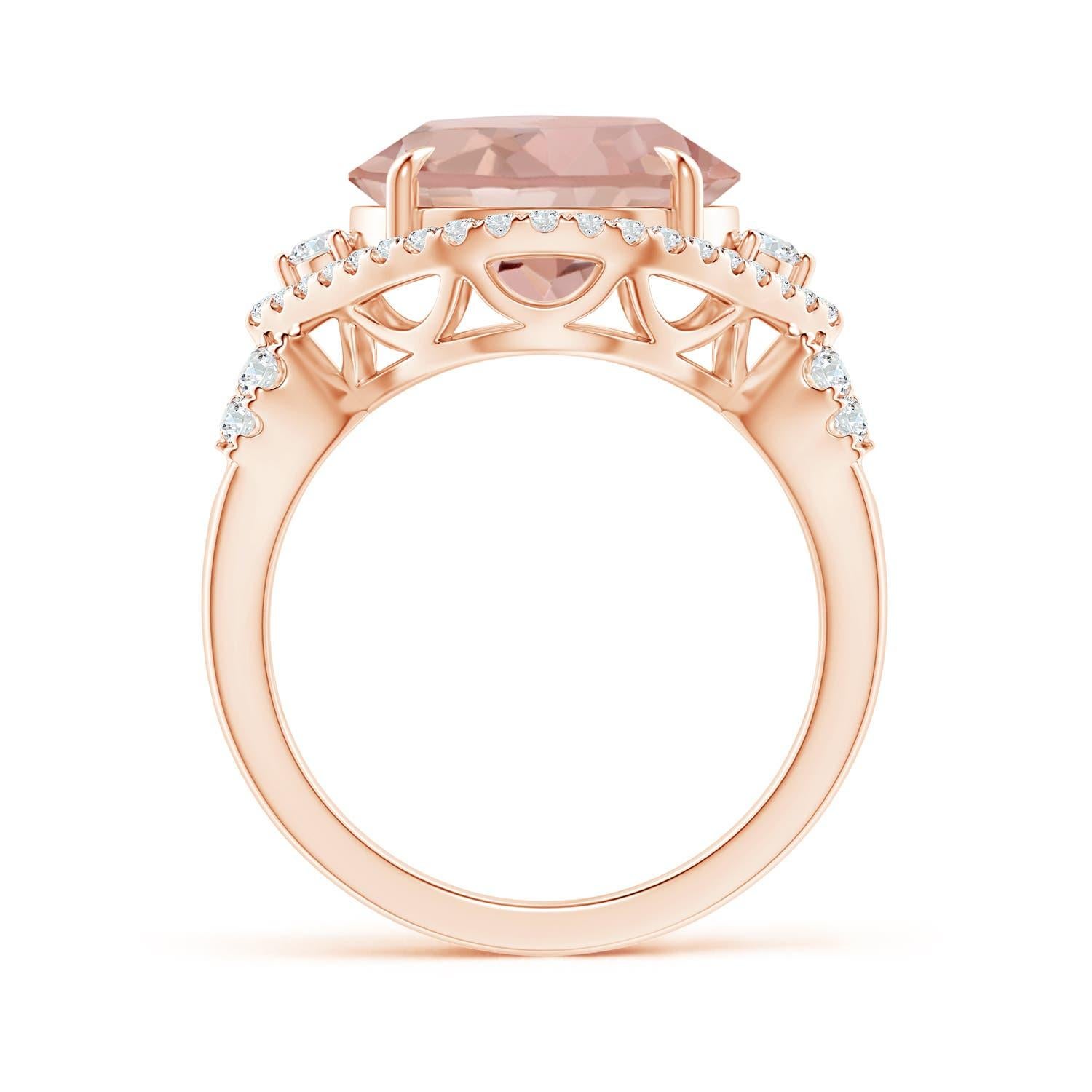 For Sale:  ANGARA GIA Certified Natural Morganite Cocktail Ring in Rose Gold with Diamonds 2