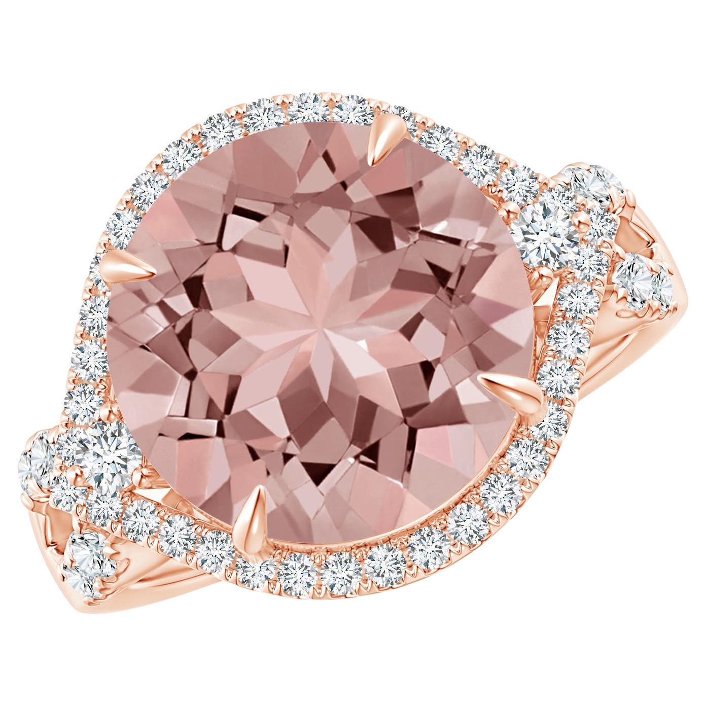 For Sale:  ANGARA GIA Certified Natural Morganite Cocktail Ring in Rose Gold with Diamonds