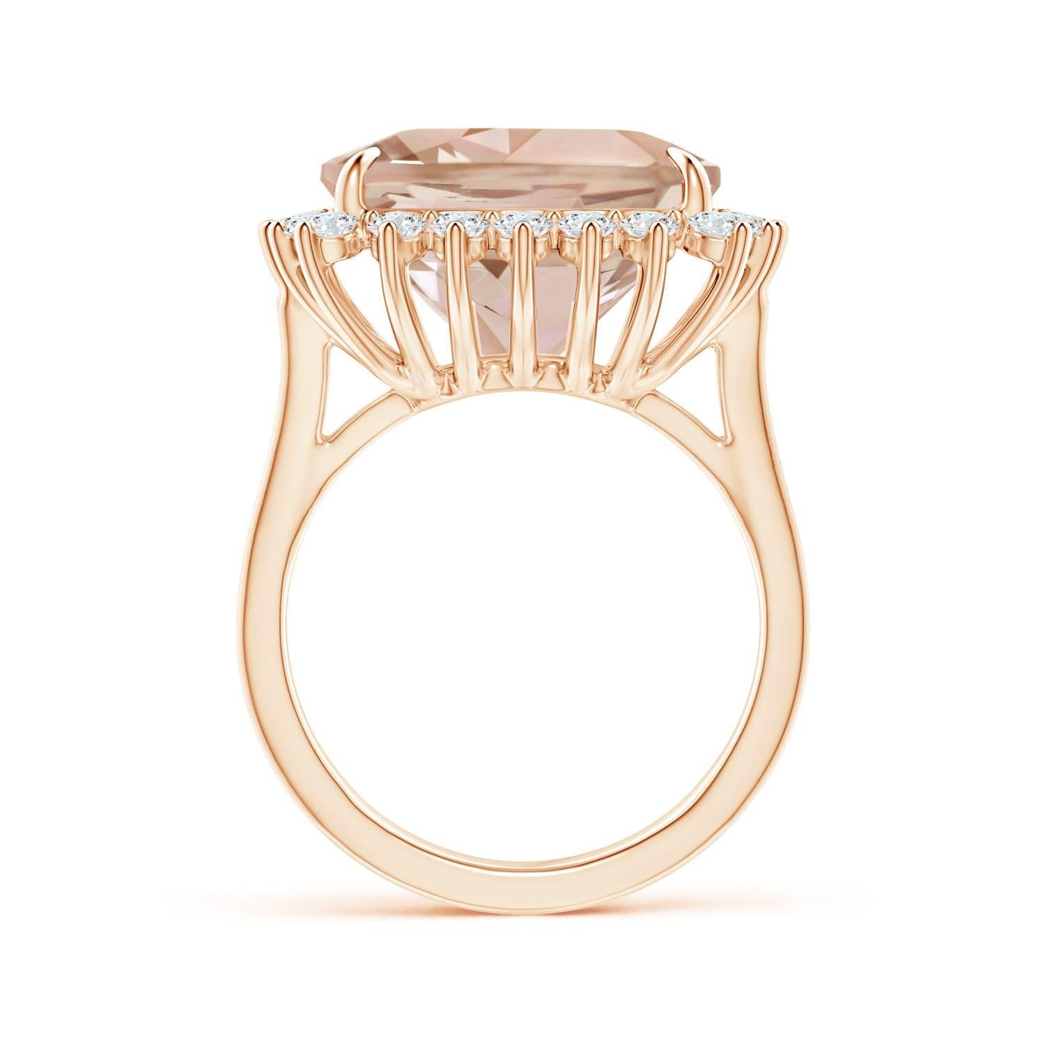 For Sale:  Angara GIA Certified Natural Morganite Cocktail Rose Gold Ring with Halo 2