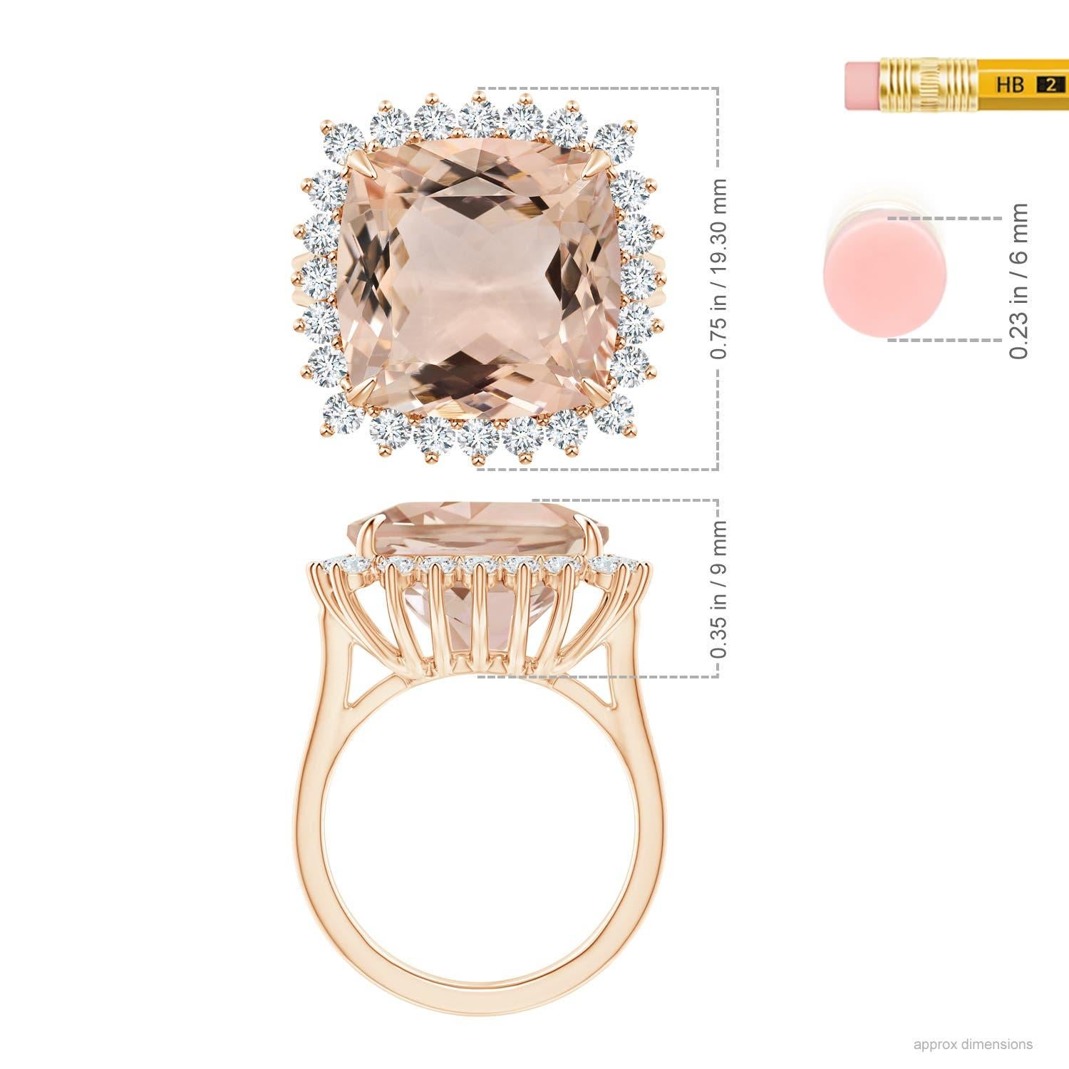 For Sale:  Angara GIA Certified Natural Morganite Cocktail Rose Gold Ring with Halo 4