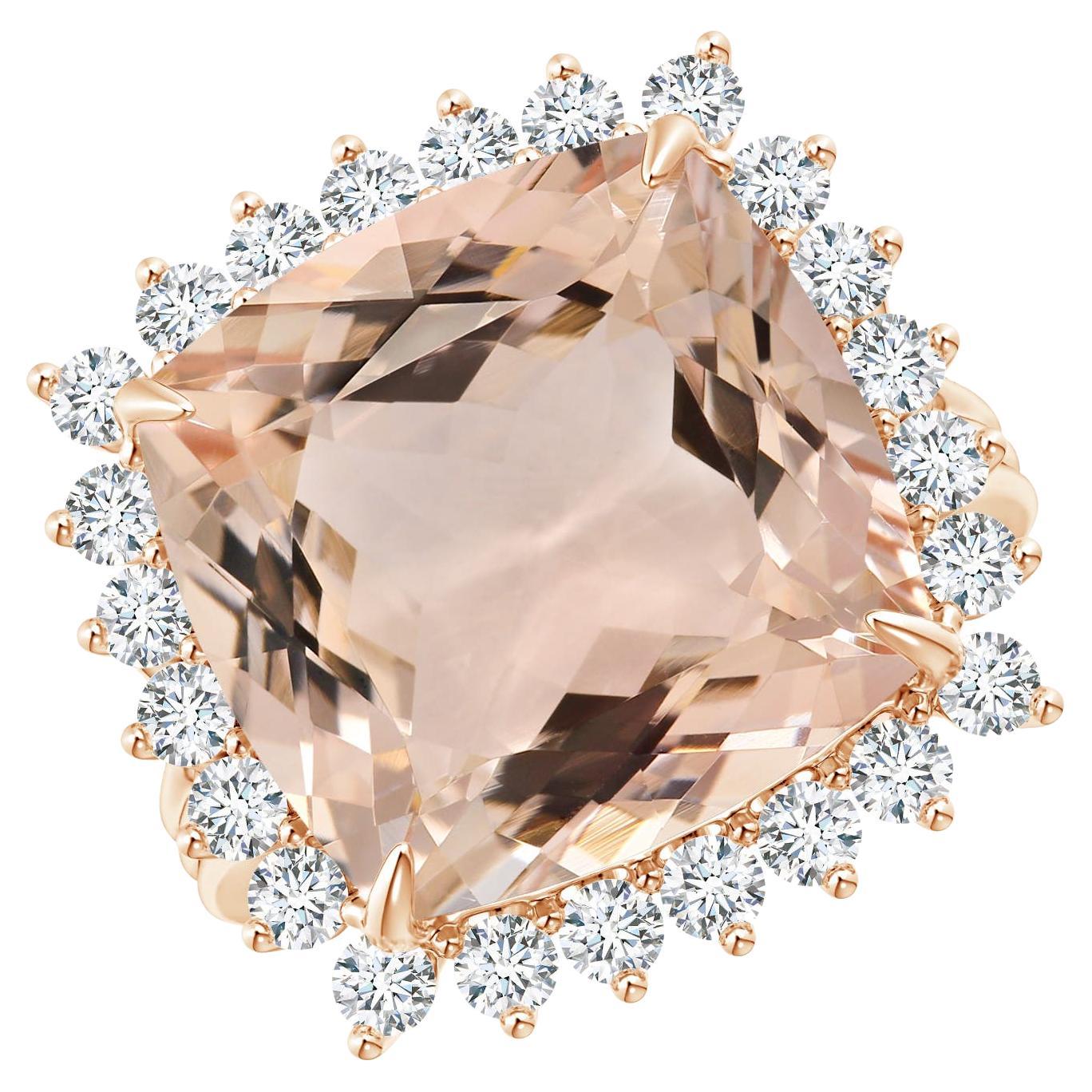 For Sale:  Angara GIA Certified Natural Morganite Cocktail Rose Gold Ring with Halo