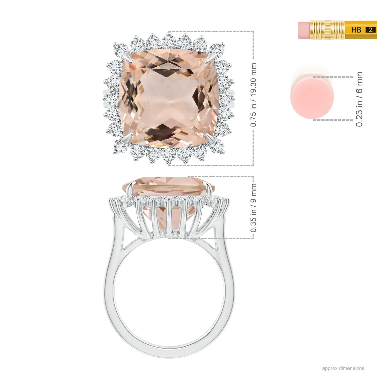 For Sale:  Angara GIA Certified Natural Morganite Cocktail White Gold Ring with Halo 4
