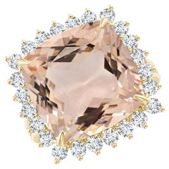 Angara, bague cocktail en or jaune avec halo en morganite naturelle certifiée GIA