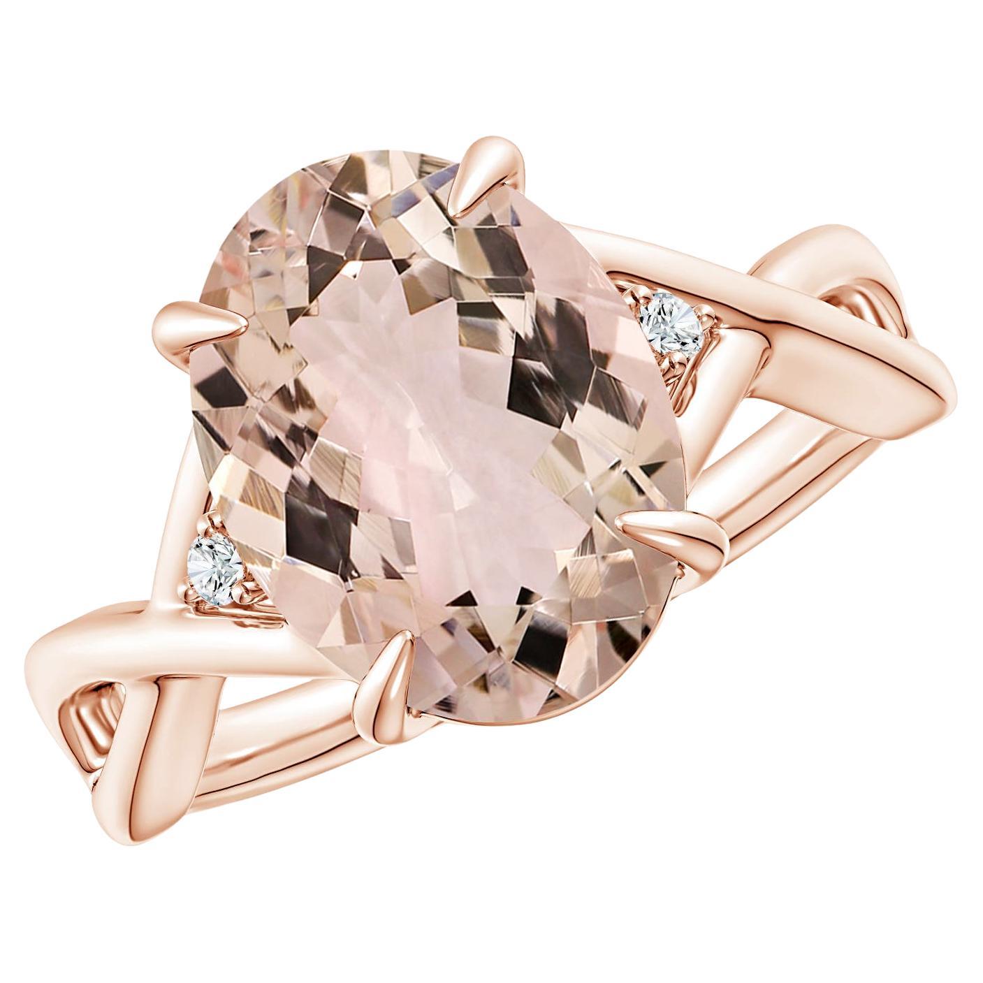 Customizable ANGARA GIA Certified Natural Morganite Criss Cross Ring in ...