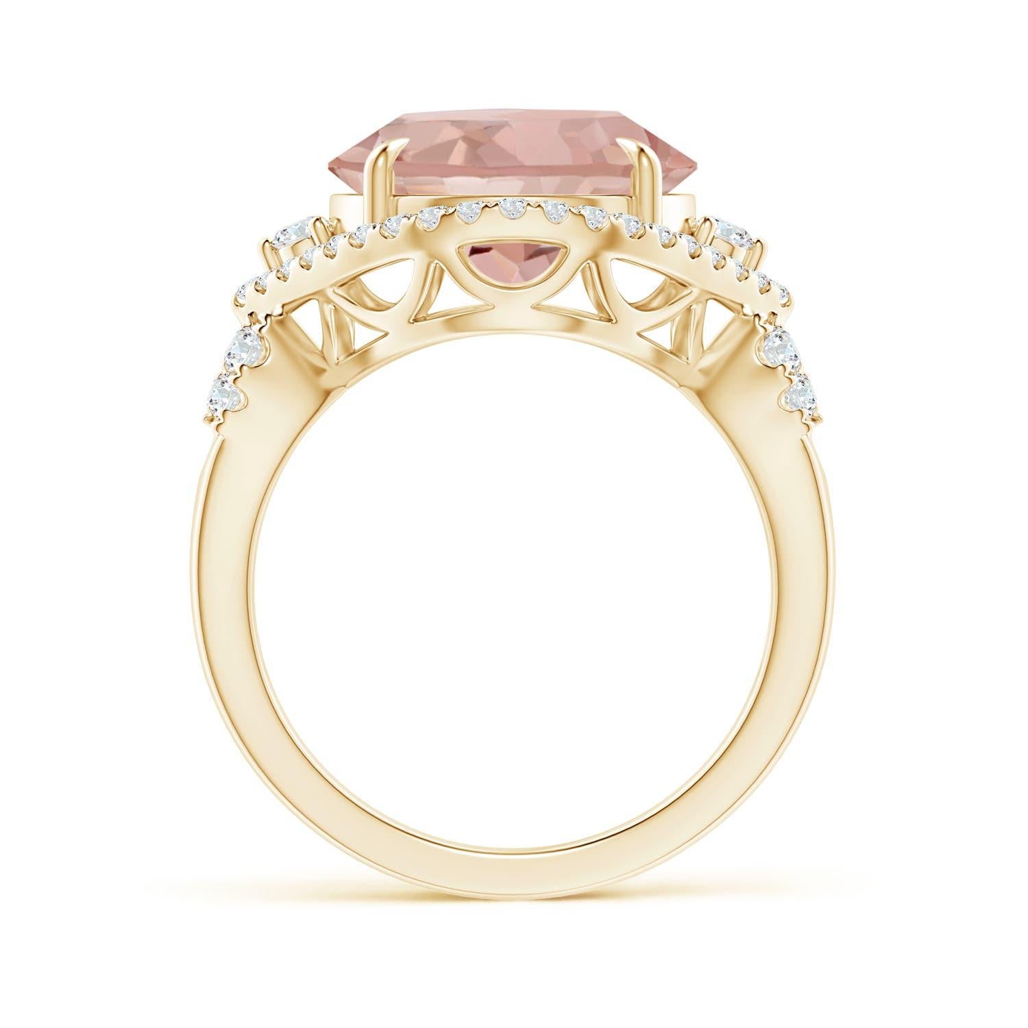 For Sale:  ANGARA GIA Certified Natural Morganite & Diamond Cocktail Ring in Yellow Gold 2