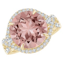 ANGARA GIA Certified Natural Morganite & Diamond Cocktail Ring in Yellow Gold