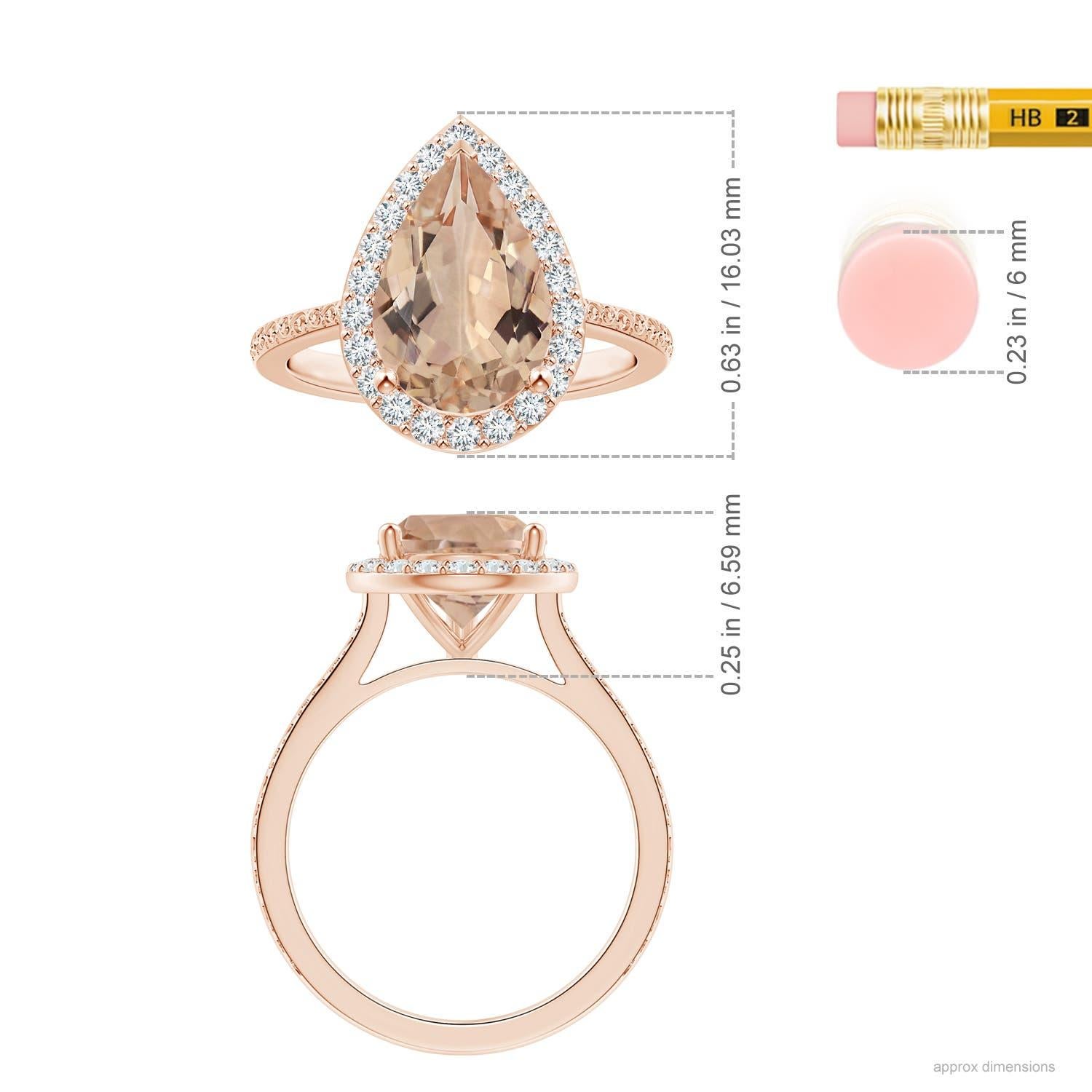 For Sale:  Angara GIA Certified Natural Morganite Halo Ring in Rose Gold with Scrollwork 5