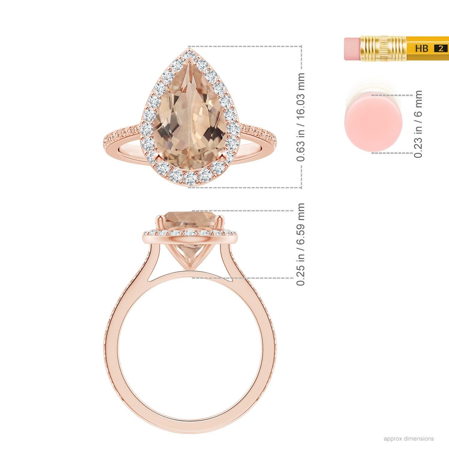 For Sale:  Angara GIA Certified Natural Morganite Halo Ring in Rose Gold with Scrollwork 5
