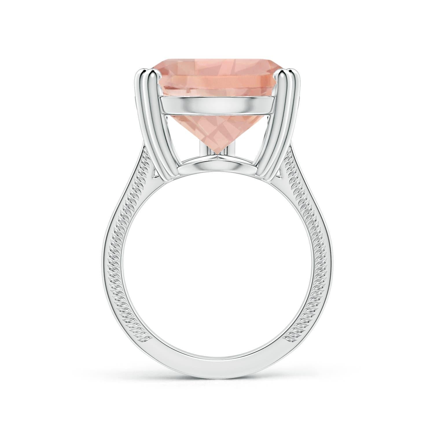 For Sale:  Angara Gia Certified Natural Morganite Leaf Ring in Platinum with Diamonds 2