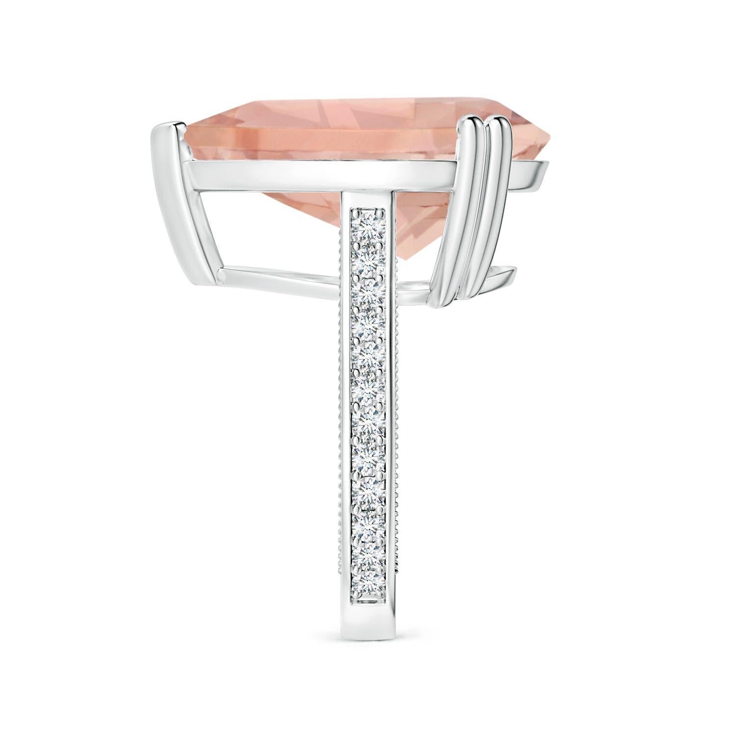 For Sale:  Angara Gia Certified Natural Morganite Leaf Ring in Platinum with Diamonds 4