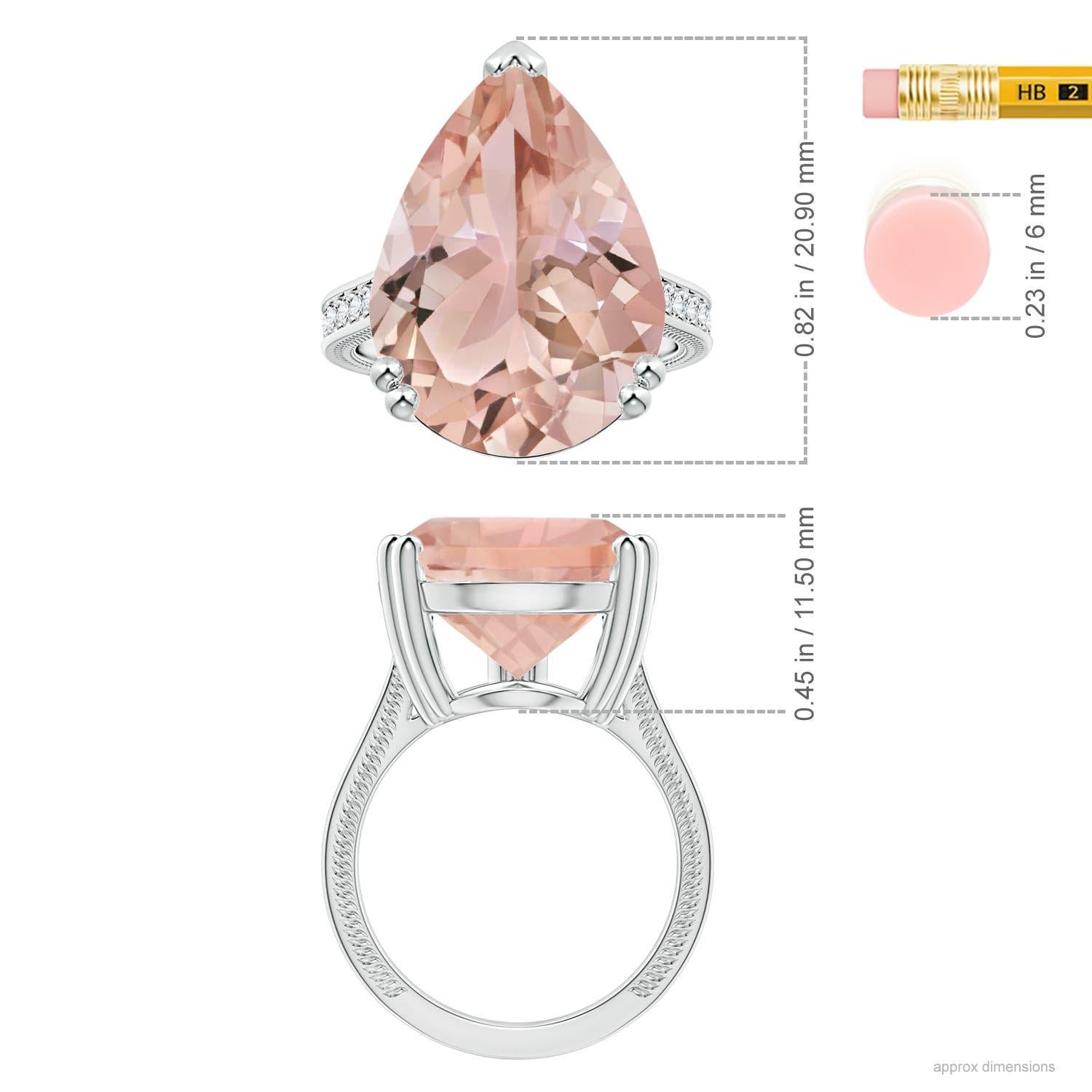 For Sale:  Angara Gia Certified Natural Morganite Leaf Ring in Platinum with Diamonds 5