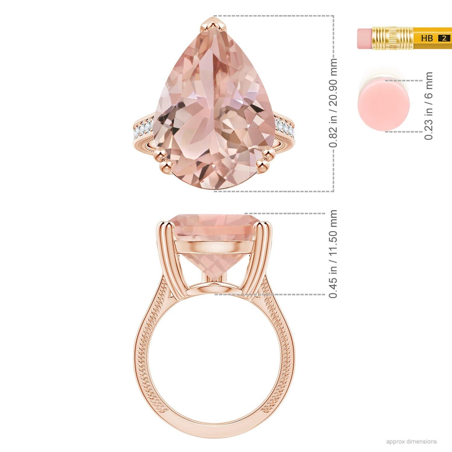 For Sale:  Angara Gia Certified Natural Morganite Leaf Ring in Rose Gold with Diamonds 5