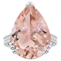 ANGARA GIA Certified Natural Morganite Leaf Ring in White Gold with Diamonds