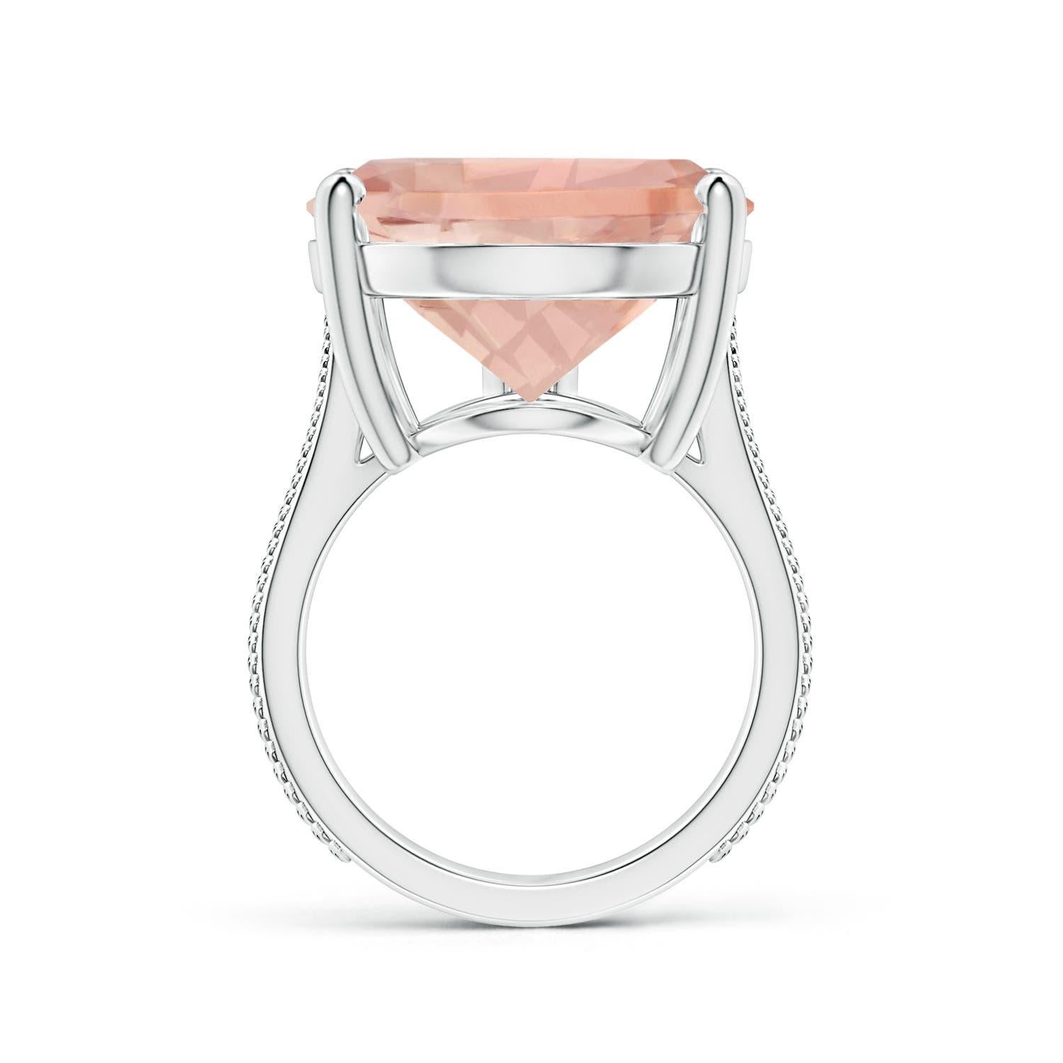 Angara Gia Certified Natural Morganite Ring in Platinum with Feather Motifs 2