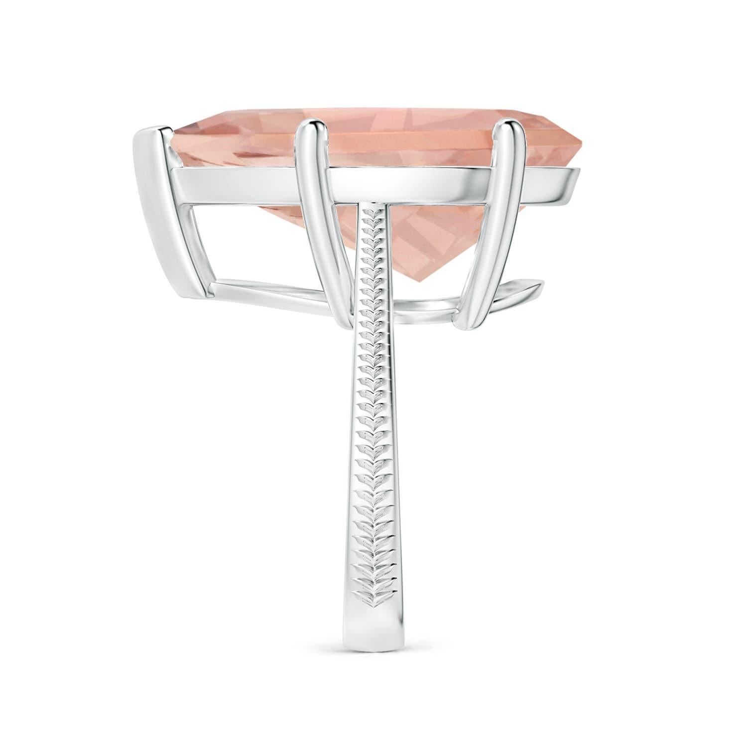 Angara Gia Certified Natural Morganite Ring in Platinum with Feather Motifs 4