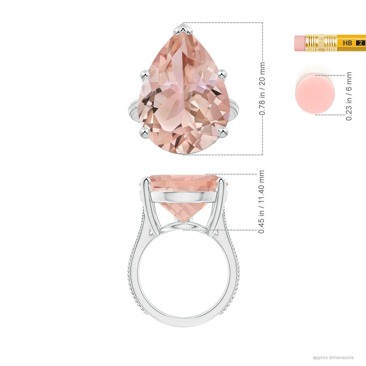 En vente :  Angara Gia Bague en Morganite naturelle certifiée en platine avec motifs de plumes 5