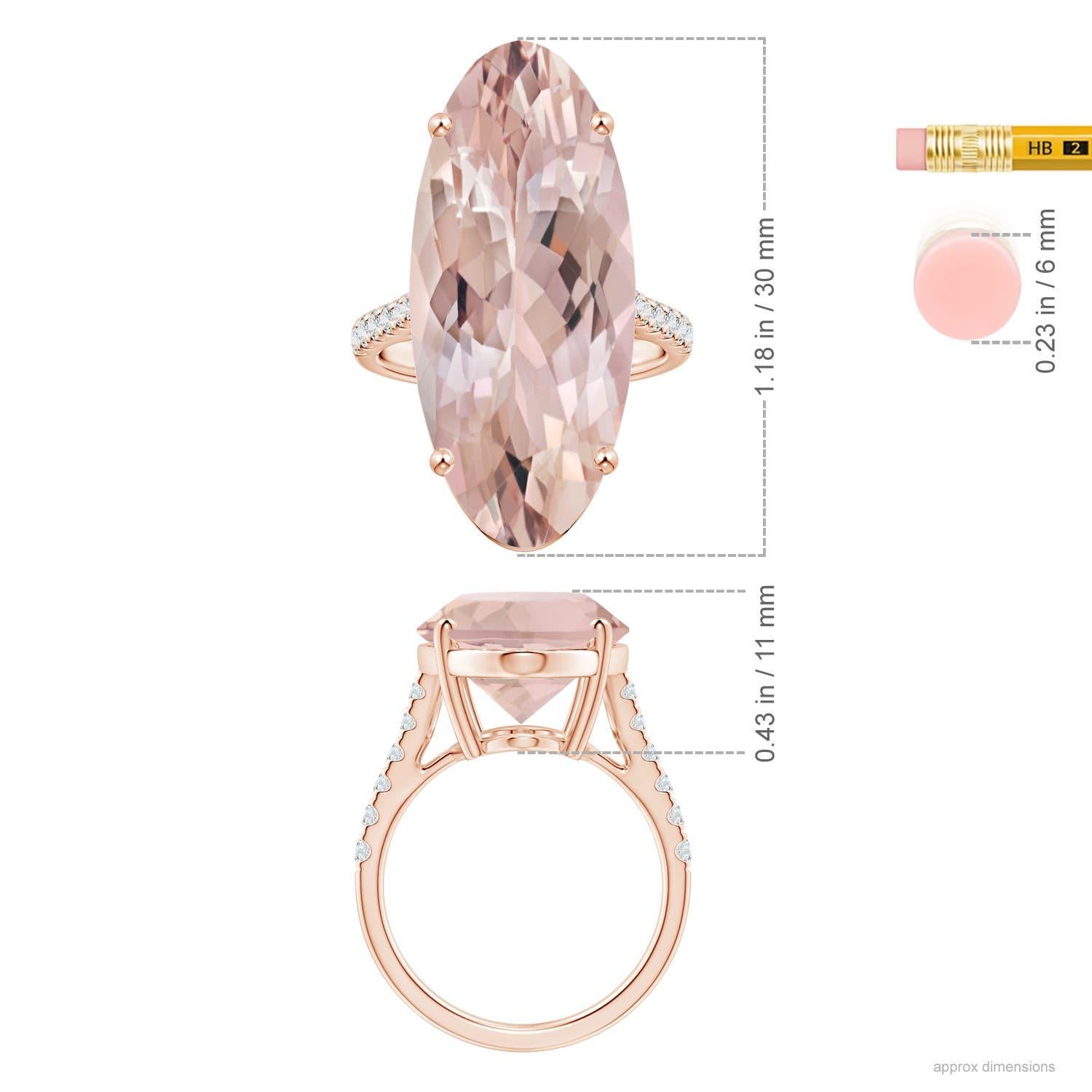 En vente :  Angara Gia Bague en or rose et morganite naturelle certifiée avec diamants 5