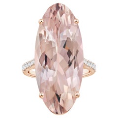 Angara Gia Certified Natural Morganite Ring in Rose Gold with Diamonds