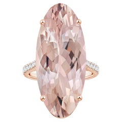 Angara Gia Certified Natural Morganite Ring in Rose Gold with Diamonds