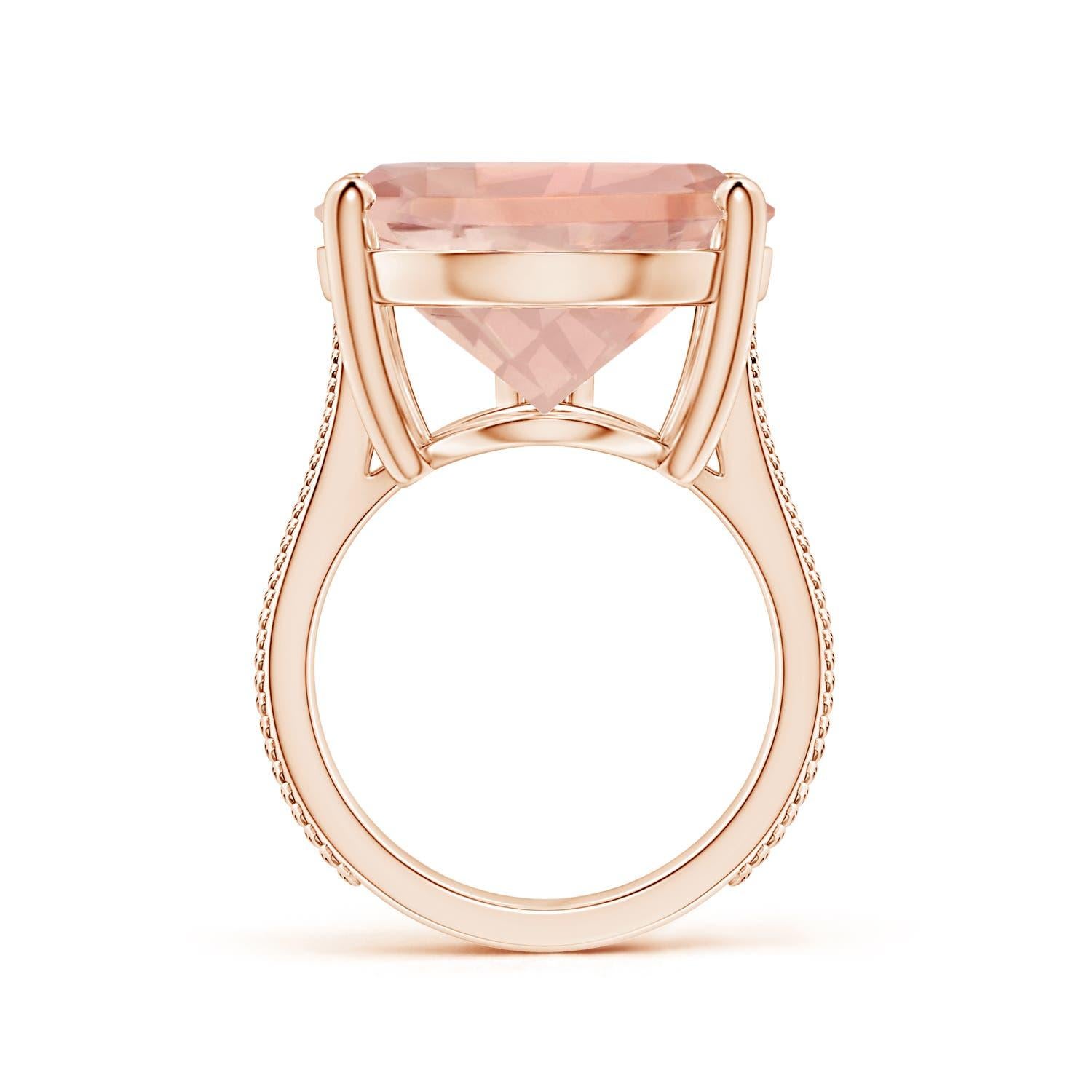 ANGARA GIA Certified Natural Morganite Ring in Rose Gold with Feather Motifs 2