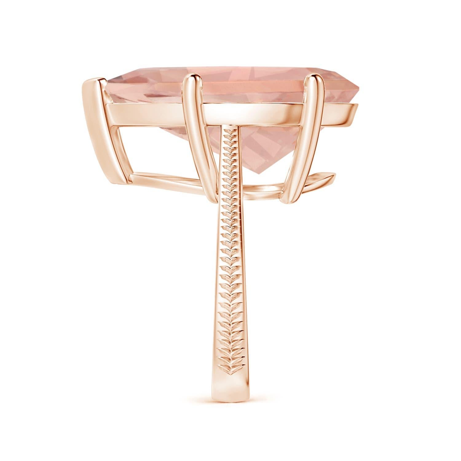 ANGARA GIA Certified Natural Morganite Ring in Rose Gold with Feather Motifs 4