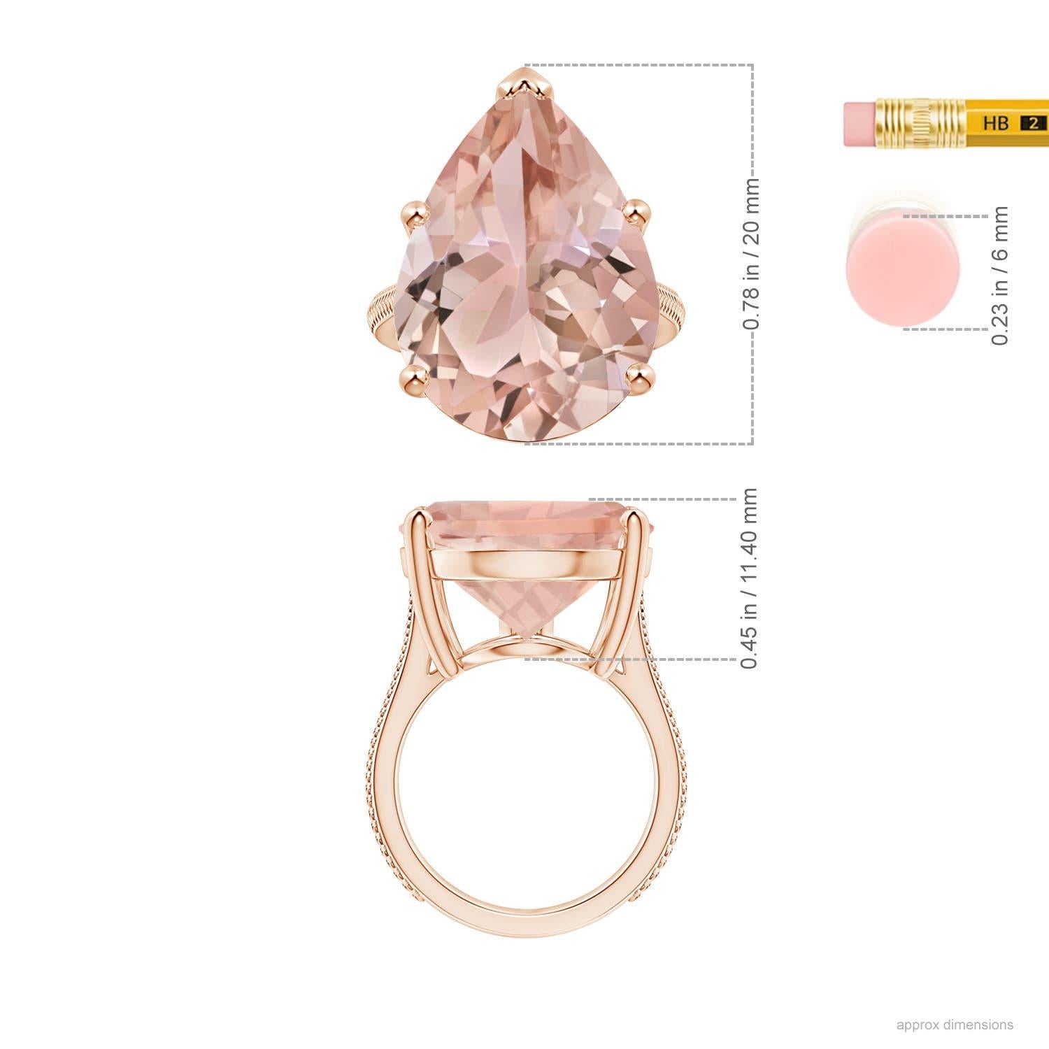 ANGARA GIA Certified Natural Morganite Ring in Rose Gold with Feather Motifs 5