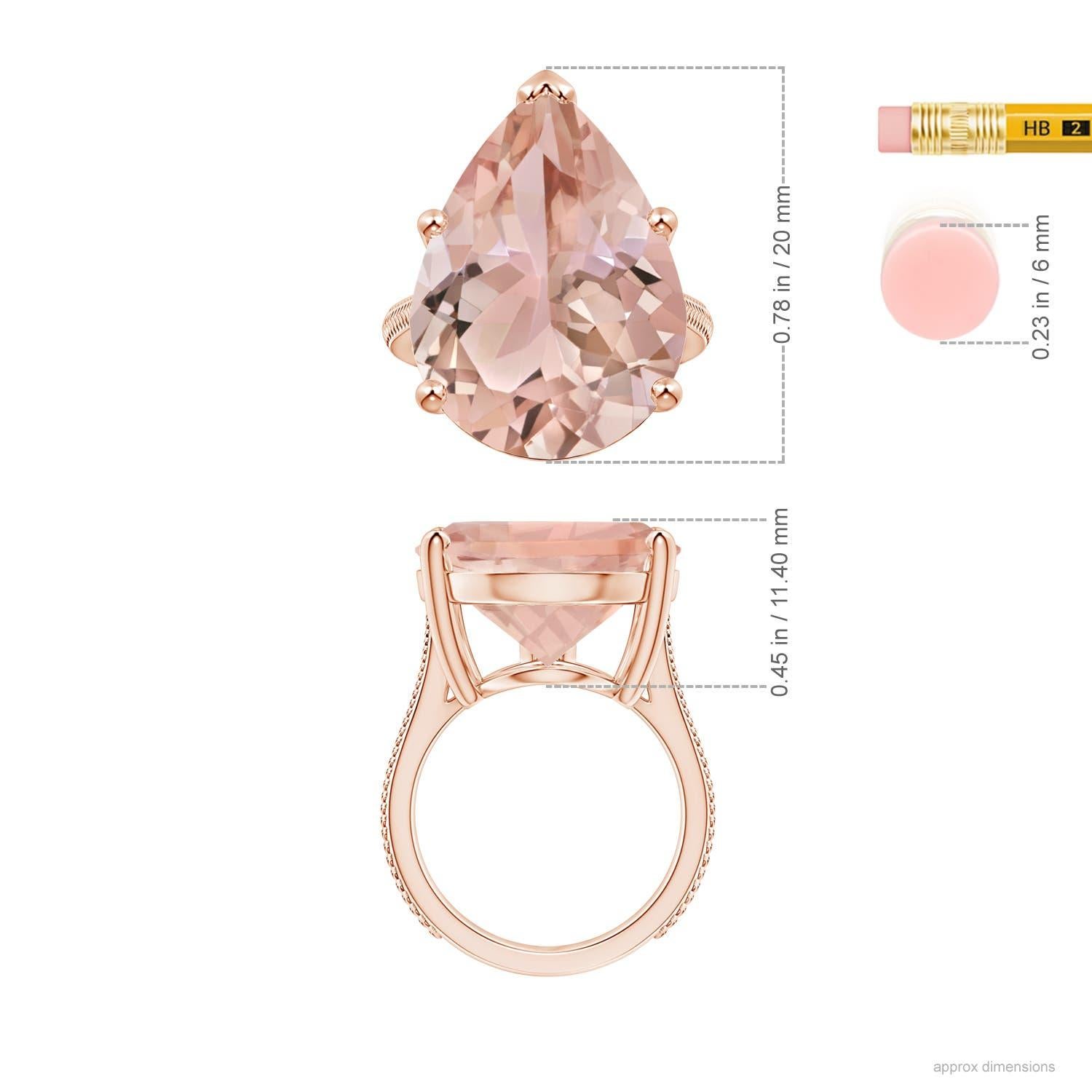 Angara GIA Certified Natural Morganite Ring in Rose Gold with Feather Motifs 5